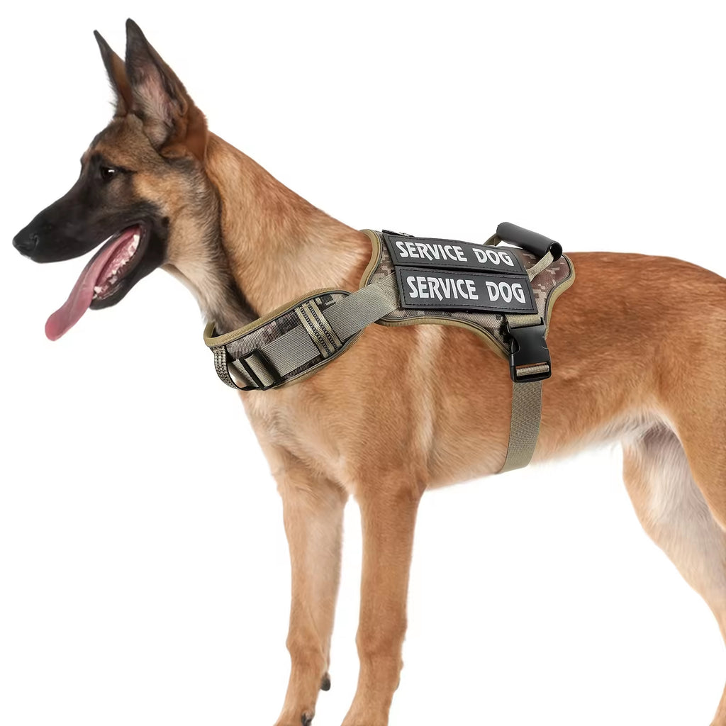 Tactical Service Dog Harness With Handle, No-Pull Adjustable Reflective Pet Vest Harness For Easy Walking And Training
