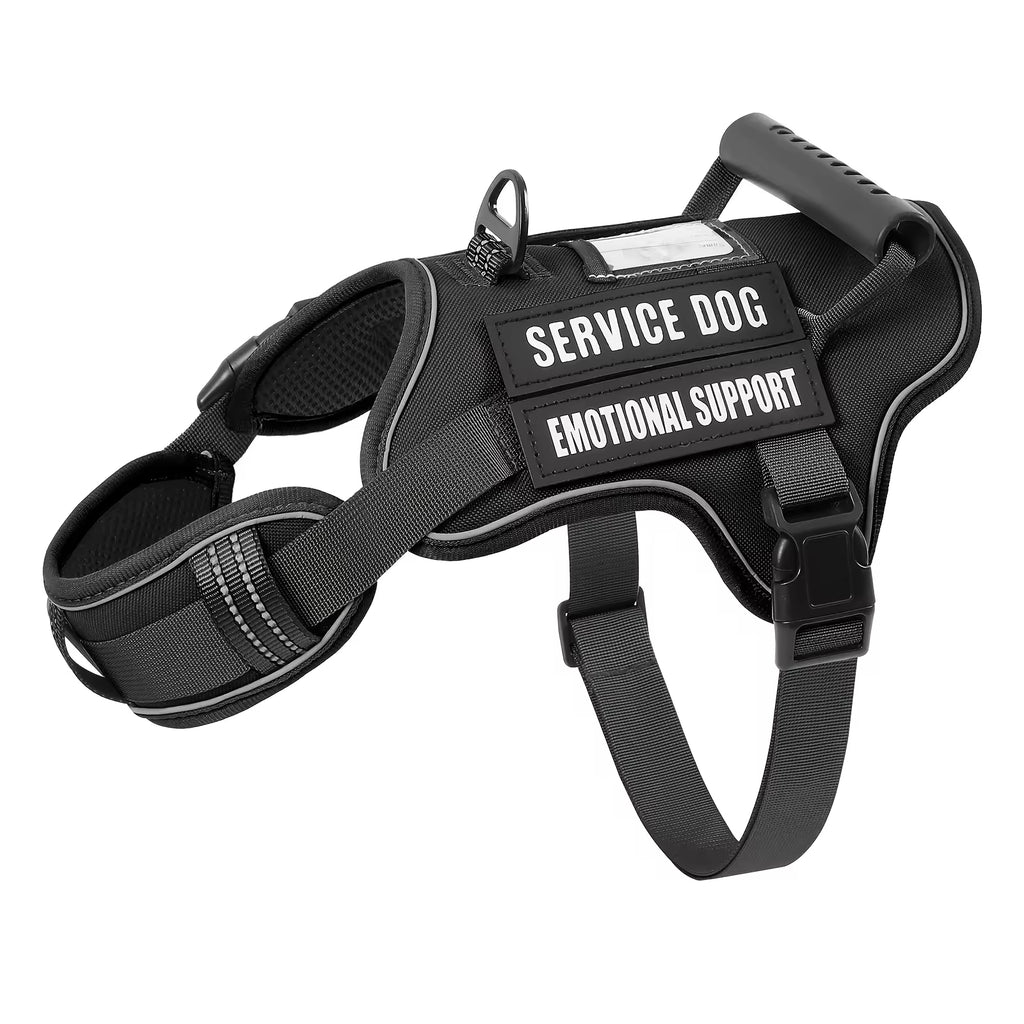 Tactical Service Dog Harness With Handle, No-Pull Adjustable Reflective Pet Vest Harness For Easy Walking And Training